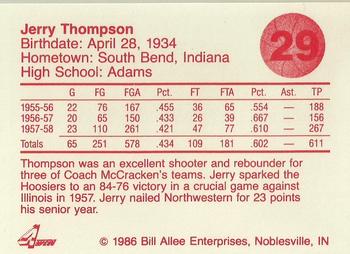 1986-87 Bank One Indiana Hoosiers All-Time Greats of IU Basketball (Series I) #29 Jerry Thompson Back