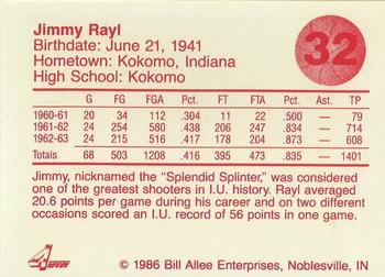 1986-87 Bank One Indiana Hoosiers All-Time Greats of IU Basketball (Series I) #32 Jimmy Rayl Back