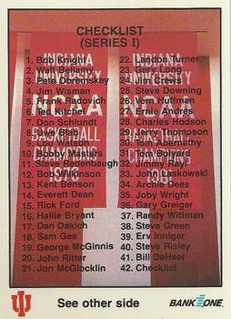 1986-87 Bank One Indiana Hoosiers All-Time Greats of IU Basketball (Series I) #42 Indiana Hoosiers Checklist Front