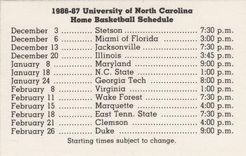1986-87 North Carolina Tar Heels Schedules #NNO Team Photo Back