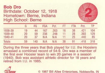 1986-87 Bank One Indiana Hoosiers All-Time Greats of IU Basketball (Series II) #2 Bob Dro Back