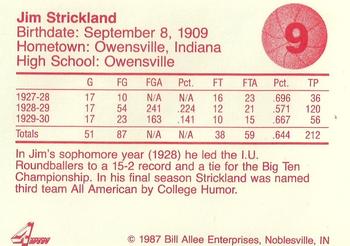 1986-87 Bank One Indiana Hoosiers All-Time Greats of IU Basketball (Series II) #9 Jim Strickland Back