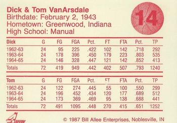 1986-87 Bank One Indiana Hoosiers All-Time Greats of IU Basketball (Series II) #14 Tom Van Arsdale / Dick Van Arsdale Back