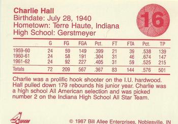 1986-87 Bank One Indiana Hoosiers All-Time Greats of IU Basketball (Series II) #16 Charlie Hall Back