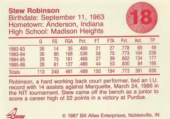 1986-87 Bank One Indiana Hoosiers All-Time Greats of IU Basketball (Series II) #18 Stew Robinson Back