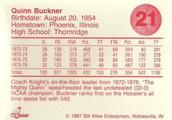 1986-87 Bank One Indiana Hoosiers All-Time Greats of IU Basketball (Series II) #21 Quinn Buckner Back