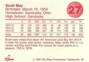 1986-87 Bank One Indiana Hoosiers All-Time Greats of IU Basketball (Series II) #27 Scott May Back