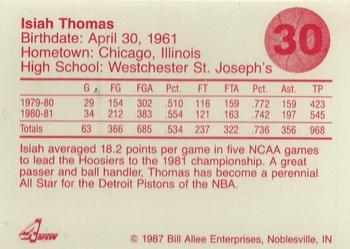 1986-87 Bank One Indiana Hoosiers All-Time Greats of IU Basketball (Series II) #30 Isiah Thomas Back