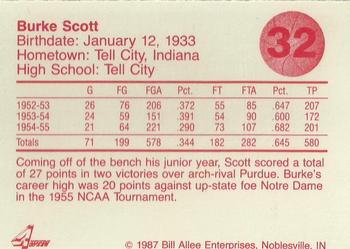 1986-87 Bank One Indiana Hoosiers All-Time Greats of IU Basketball (Series II) #32 Burke Scott Back