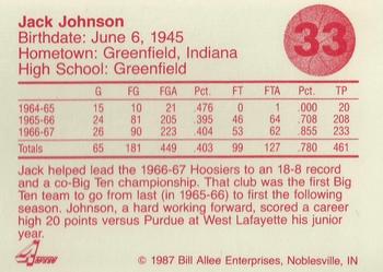 1986-87 Bank One Indiana Hoosiers All-Time Greats of IU Basketball (Series II) #33 Jack Johnson Back