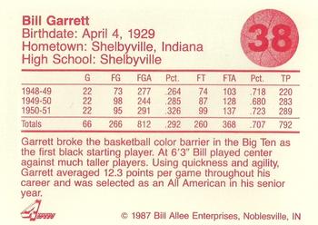 1986-87 Bank One Indiana Hoosiers All-Time Greats of IU Basketball (Series II) #38 Bill Garrett Back