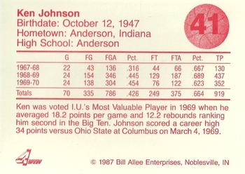 1986-87 Bank One Indiana Hoosiers All-Time Greats of IU Basketball (Series II) #41 Ken Johnson Back