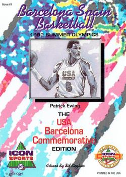 1992-93 Icon Sports Barcelona Commemorative - Bonus #B3 Patrick Ewing Back