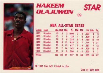 1992-93 Star Stellar #59 Hakeem Olajuwon Back
