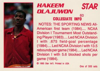 1992-93 Star Stellar #60 Hakeem Olajuwon Back