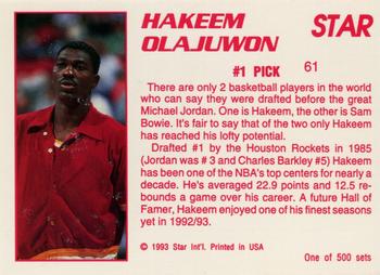 1992-93 Star Stellar #61 Hakeem Olajuwon Back
