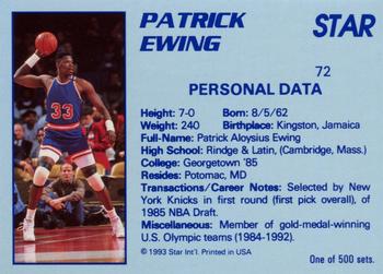 1992-93 Star Stellar #72 Patrick Ewing Back
