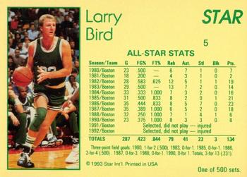 1992-93 Star Nova #5 Larry Bird Back