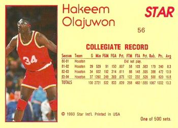 1992-93 Star Nova #56 Hakeem Olajuwon Back