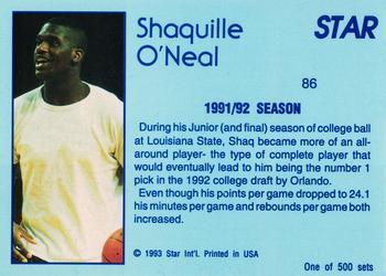 1992-93 Star Nova #86 Shaquille O'Neal Back