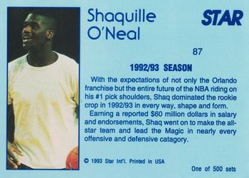 1992-93 Star Nova #87 Shaquille O'Neal Back