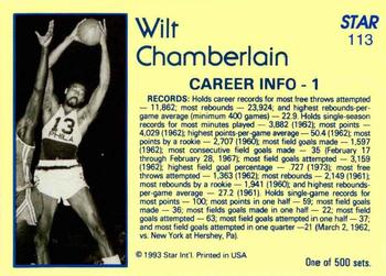 1992-93 Star Nova #113 Wilt Chamberlain Back