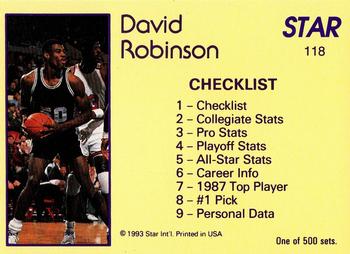 1992-93 Star Nova #118 David Robinson Back