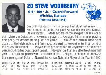 1992-93 Kansas Jayhawks #NNO Steve Woodberry Back