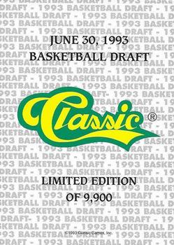 1993 Classic Draft Picks - Draft Day Green #NNO Rodney Rogers Back