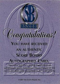 1997-98 Score Board Autographed - 1997 Rookies Silver #NNO Serge Zwikker Back