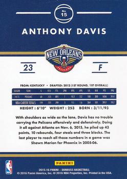 2015-16 Donruss #15 Anthony Davis Back