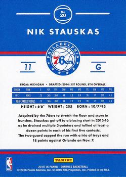 2015-16 Donruss #20 Nik Stauskas Back