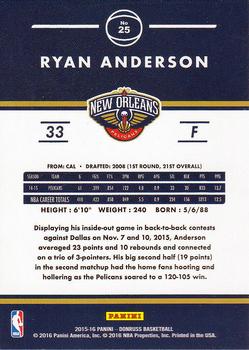 2015-16 Donruss #25 Ryan Anderson Back