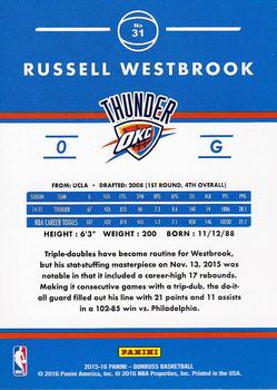 2015-16 Donruss #31 Russell Westbrook Back