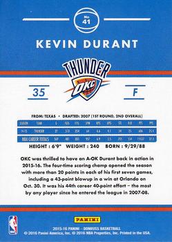 2015-16 Donruss #41 Kevin Durant Back