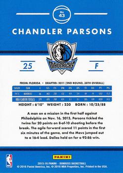 2015-16 Donruss #43 Chandler Parsons Back