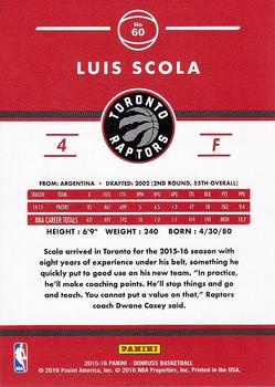 2015-16 Donruss #60 Luis Scola Back