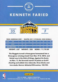 2015-16 Donruss #89 Kenneth Faried Back
