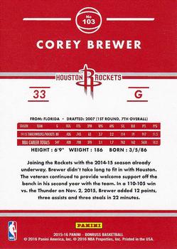 2015-16 Donruss #103 Corey Brewer Back