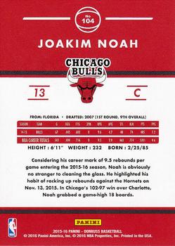 2015-16 Donruss #104 Joakim Noah Back