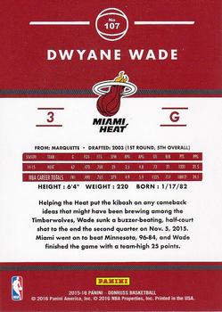 2015-16 Donruss #107 Dwyane Wade Back