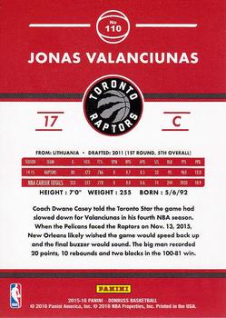2015-16 Donruss #110 Jonas Valanciunas Back