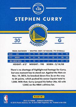 2015-16 Donruss #120 Stephen Curry Back