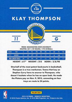 2015-16 Donruss #130 Klay Thompson Back