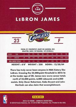 2015-16 Donruss #144 LeBron James Back