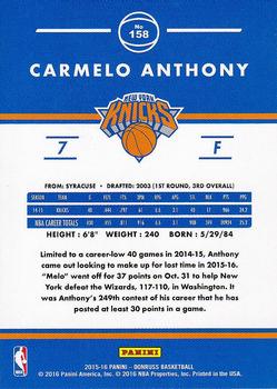 2015-16 Donruss #158 Carmelo Anthony Back