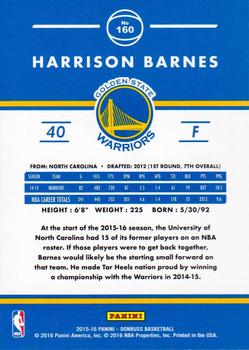2015-16 Donruss #160 Harrison Barnes Back
