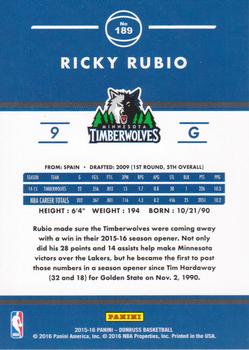 2015-16 Donruss #189 Ricky Rubio Back