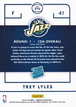 2015-16 Donruss #212 Trey Lyles Back