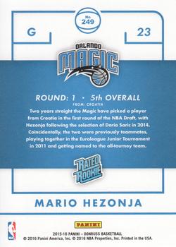 2015-16 Donruss #249 Mario Hezonja Back